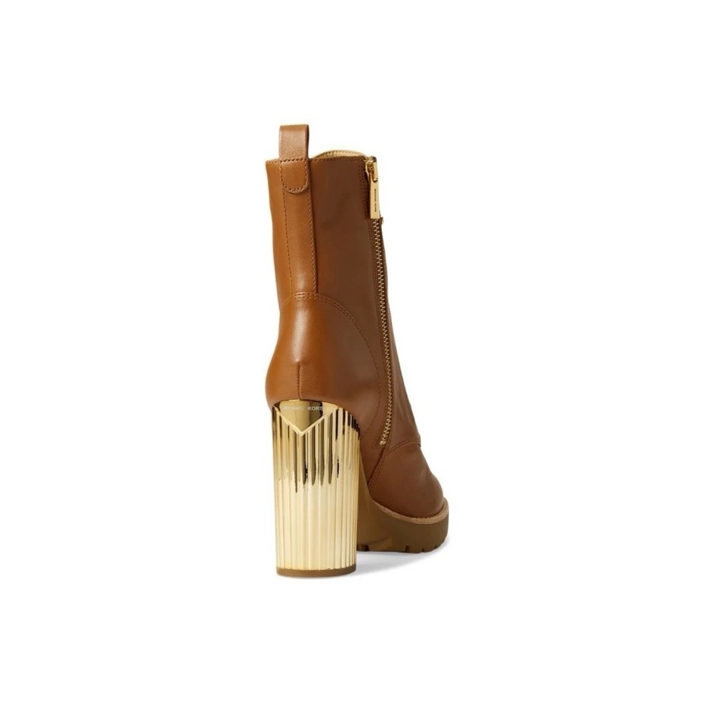 MIchael Kors Porter Platform Laceup Booties Size 6.5 Luggage Womens - Picture 3 of 5
